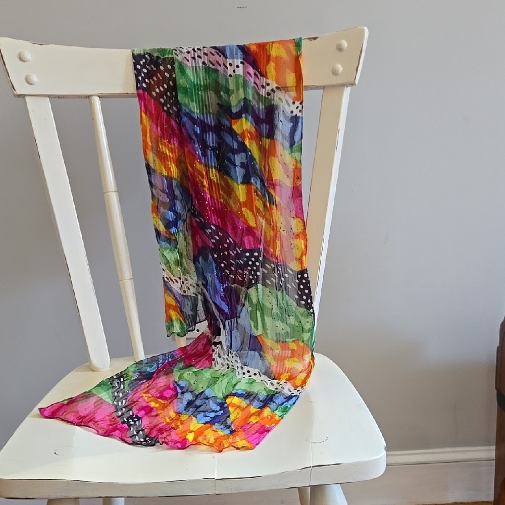 Pink and Orange Ruched Midi Pencil Scarf for Resort Wear